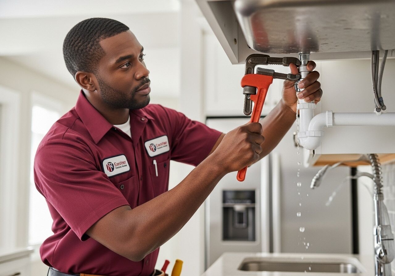 Professional plumber working